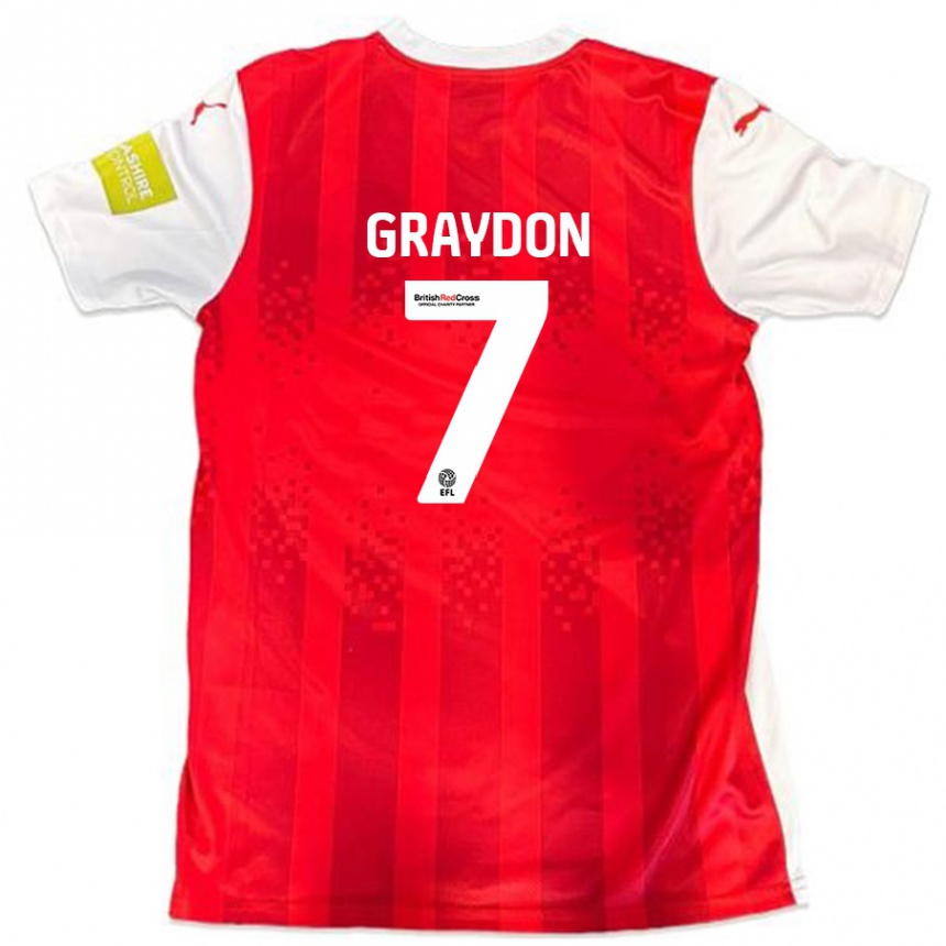 Gyermek Labdarúgás Ryan Graydon #7 Piros Fehér Hazai Jersey 2024/25 Mez Póló Ing