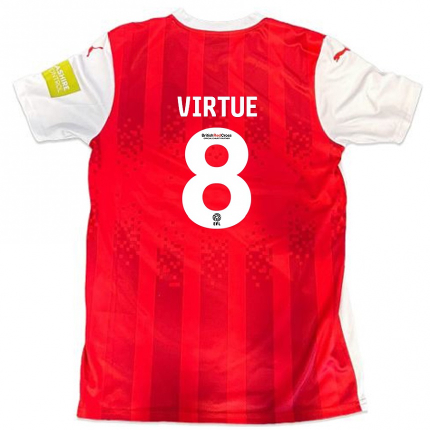 Gyermek Labdarúgás Matty Virtue #8 Piros Fehér Hazai Jersey 2024/25 Mez Póló Ing