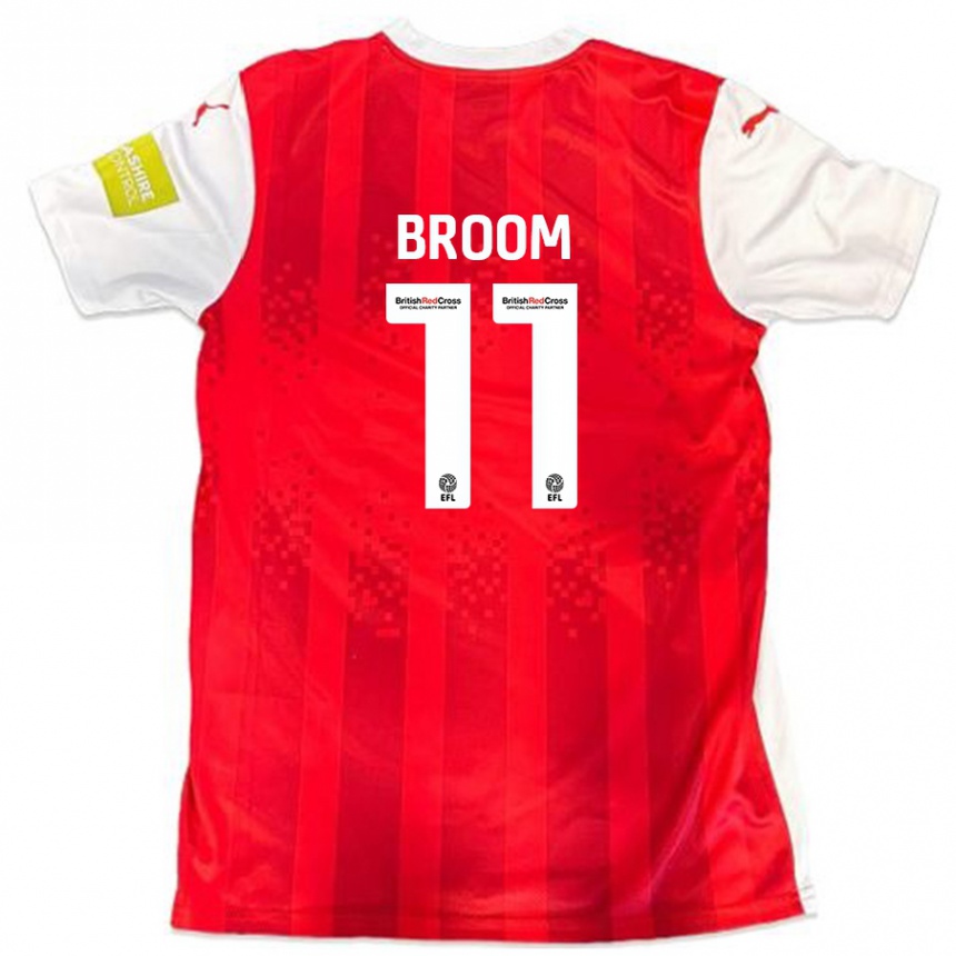 Gyermek Labdarúgás Ryan Broom #11 Piros Fehér Hazai Jersey 2024/25 Mez Póló Ing