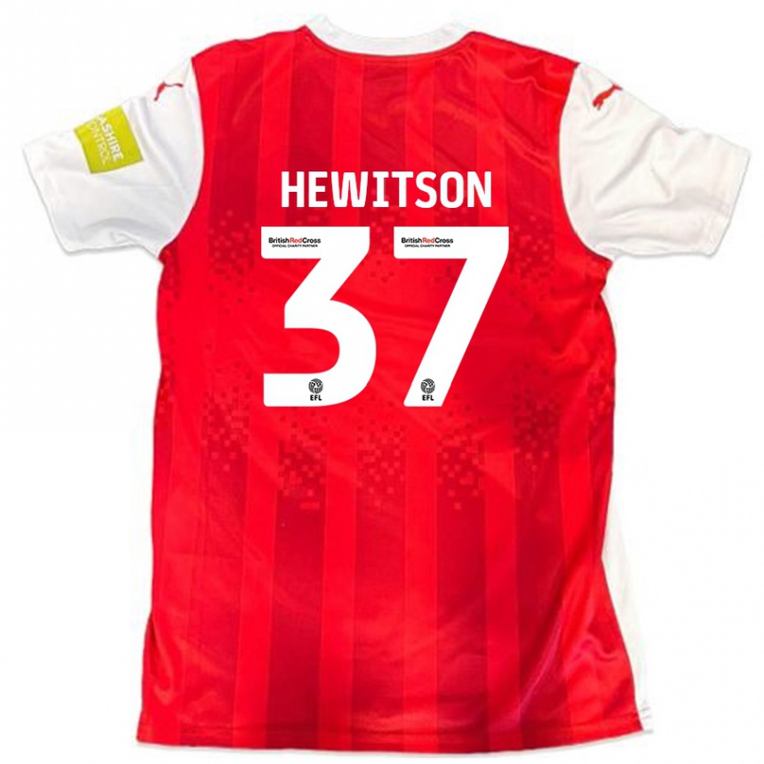 Gyermek Labdarúgás Luke Hewitson #37 Piros Fehér Hazai Jersey 2024/25 Mez Póló Ing