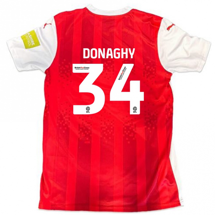 Gyermek Labdarúgás Tom Donaghy #34 Piros Fehér Hazai Jersey 2024/25 Mez Póló Ing