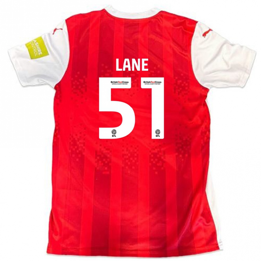 Gyermek Labdarúgás Mikey Lane #51 Piros Fehér Hazai Jersey 2024/25 Mez Póló Ing