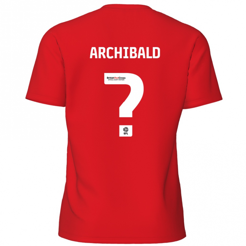 Gyermek Labdarúgás Aaron Archibald #0 Piros Hazai Jersey 2024/25 Mez Póló Ing