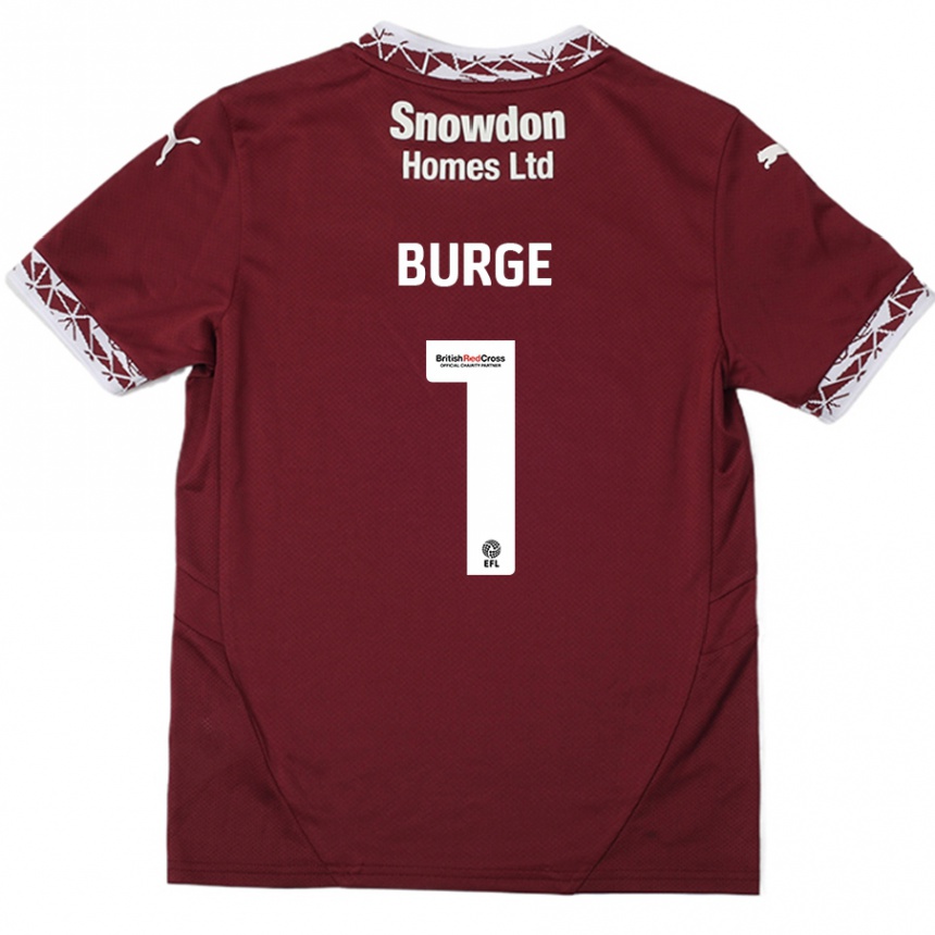 Gyermek Labdarúgás Lee Burge #1 Burgundia Hazai Jersey 2024/25 Mez Póló Ing