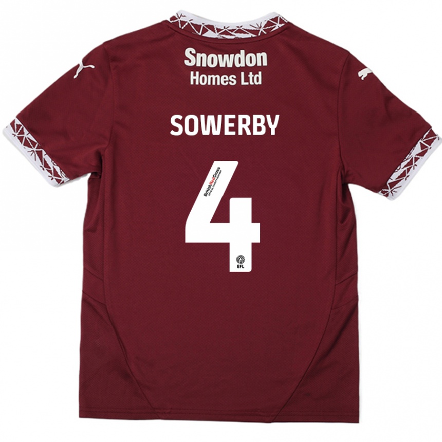 Gyermek Labdarúgás Jack Sowerby #4 Burgundia Hazai Jersey 2024/25 Mez Póló Ing