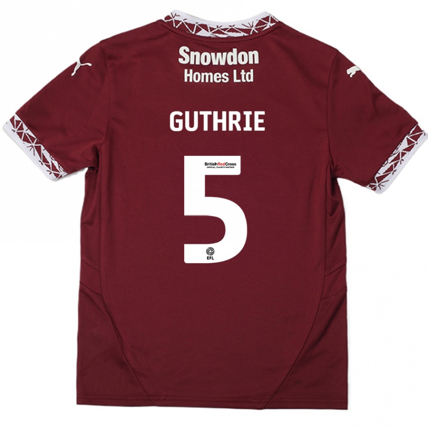 Gyermek Labdarúgás Jon Guthrie #5 Burgundia Hazai Jersey 2024/25 Mez Póló Ing