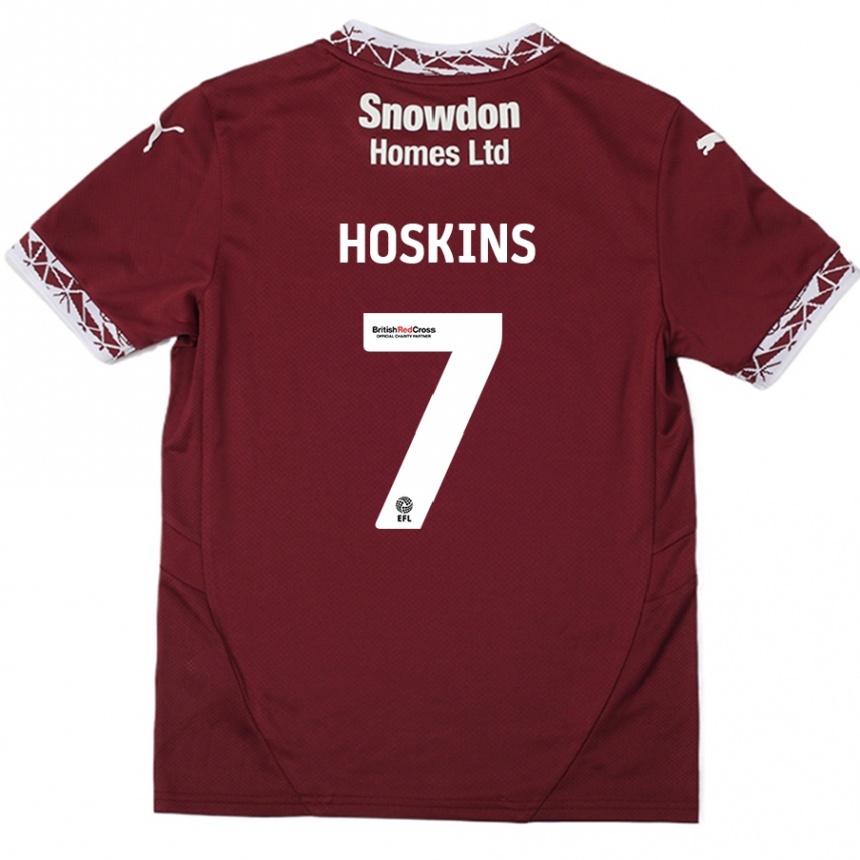 Gyermek Labdarúgás Sam Hoskins #7 Burgundia Hazai Jersey 2024/25 Mez Póló Ing