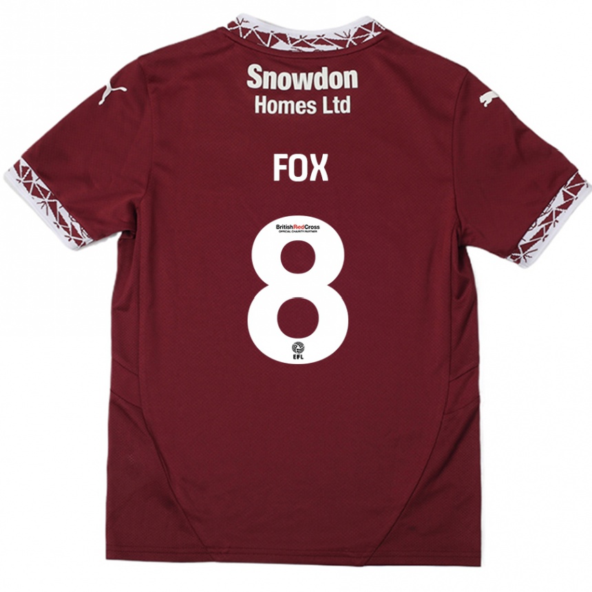 Gyermek Labdarúgás Ben Fox #8 Burgundia Hazai Jersey 2024/25 Mez Póló Ing