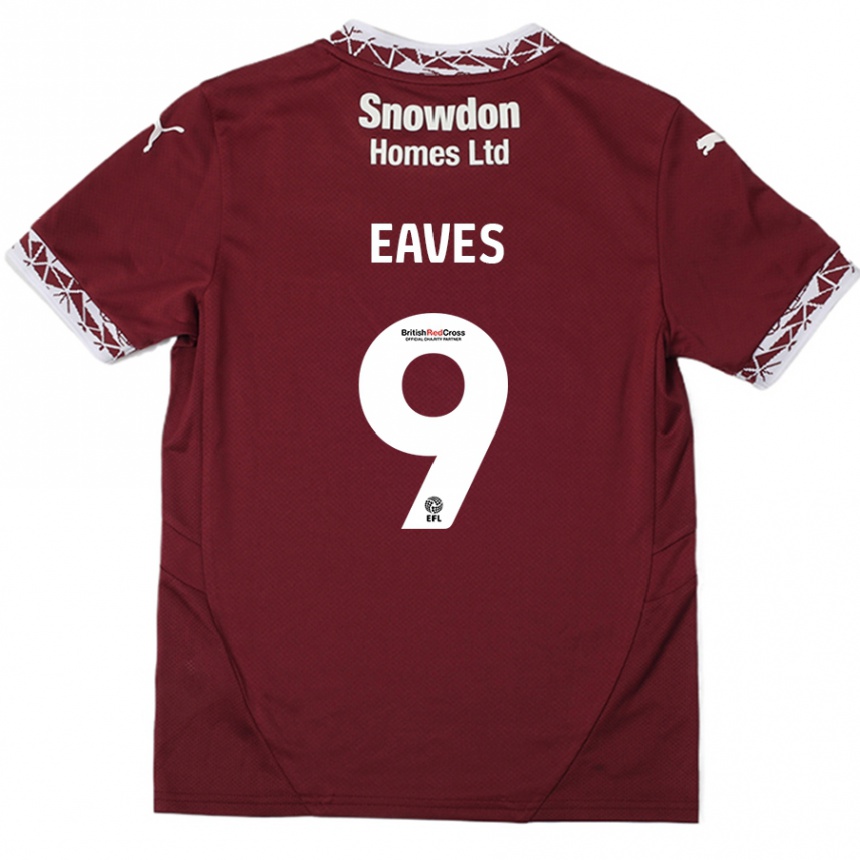 Gyermek Labdarúgás Tom Eaves #9 Burgundia Hazai Jersey 2024/25 Mez Póló Ing