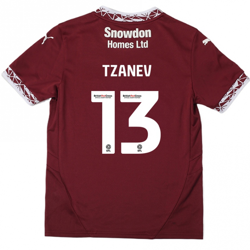 Gyermek Labdarúgás Nik Tzanev #13 Burgundia Hazai Jersey 2024/25 Mez Póló Ing