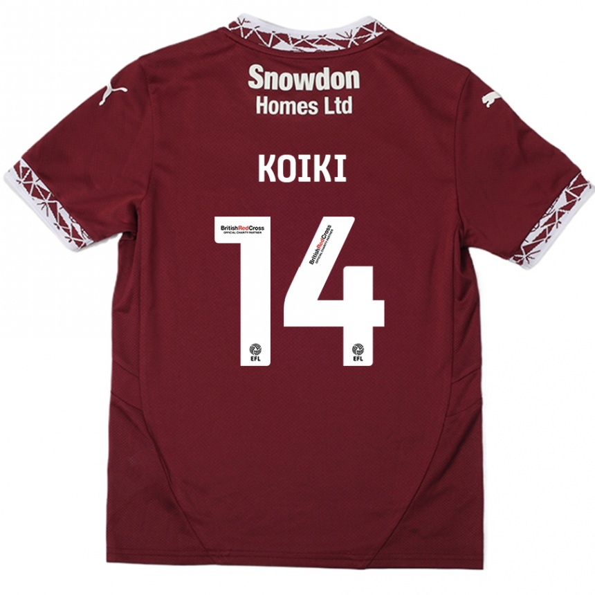 Gyermek Labdarúgás Ali Koiki #14 Burgundia Hazai Jersey 2024/25 Mez Póló Ing