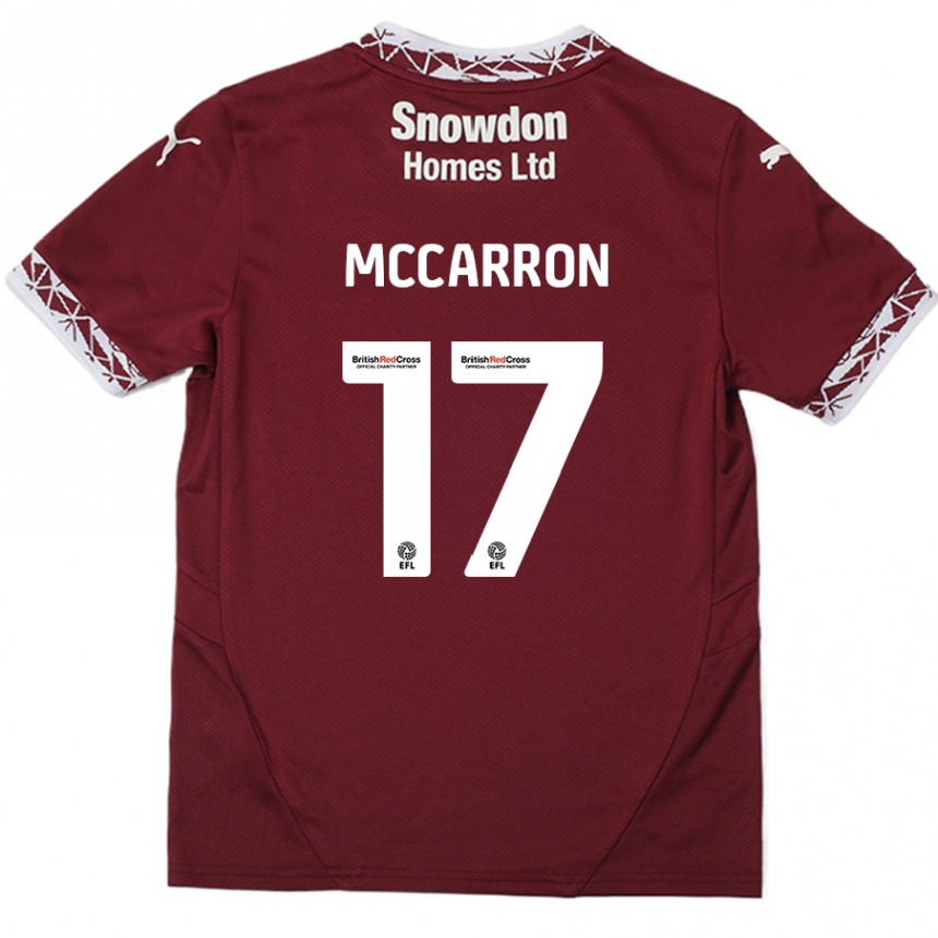 Gyermek Labdarúgás Liam Mccarron #17 Burgundia Hazai Jersey 2024/25 Mez Póló Ing