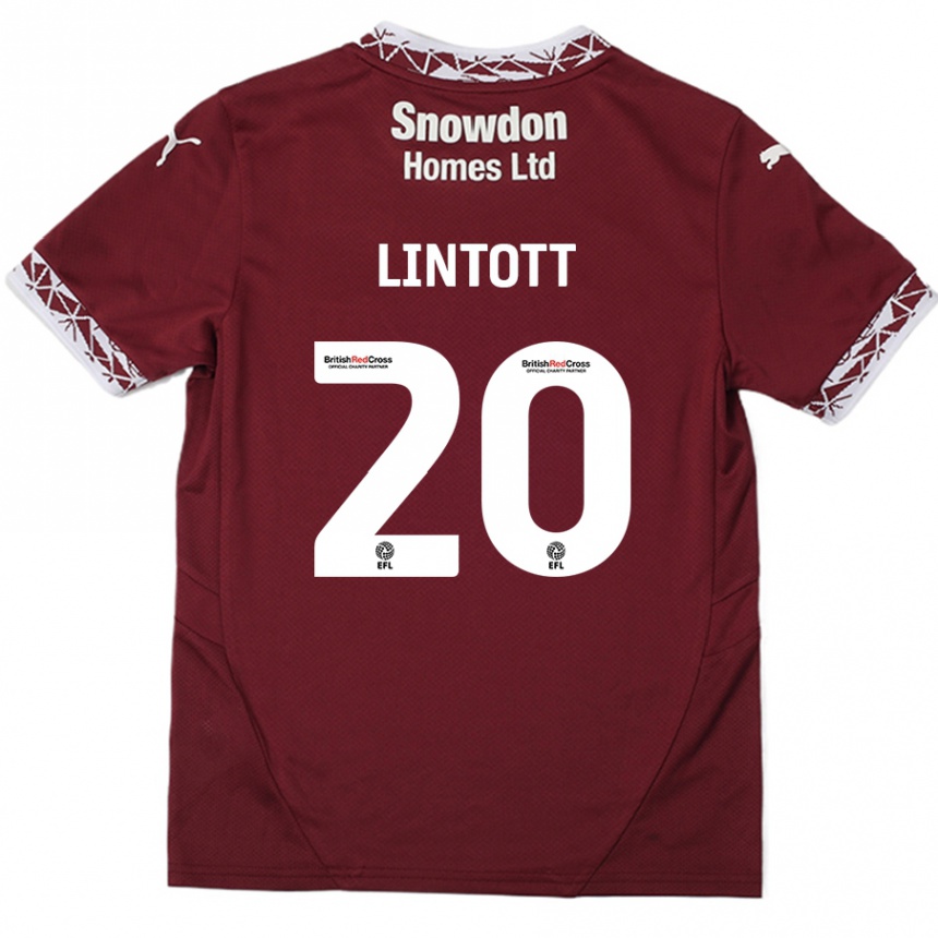 Gyermek Labdarúgás Harvey Lintott #20 Burgundia Hazai Jersey 2024/25 Mez Póló Ing