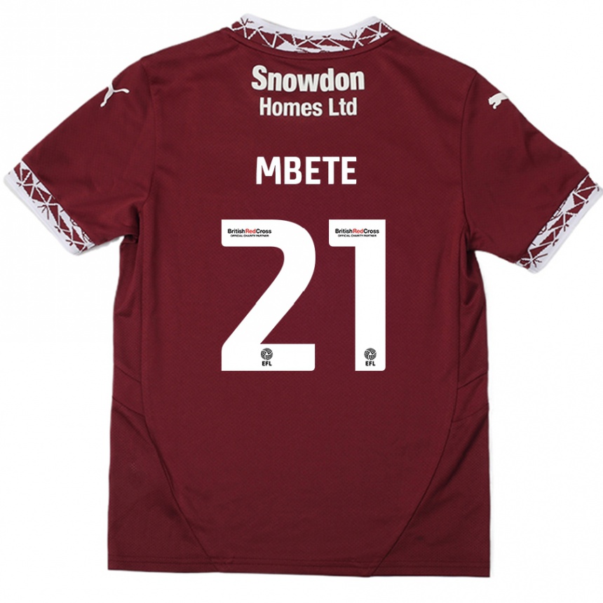 Gyermek Labdarúgás Luke Mbete #21 Burgundia Hazai Jersey 2024/25 Mez Póló Ing