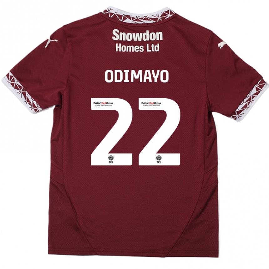 Gyermek Labdarúgás Akin Odimayo #22 Burgundia Hazai Jersey 2024/25 Mez Póló Ing