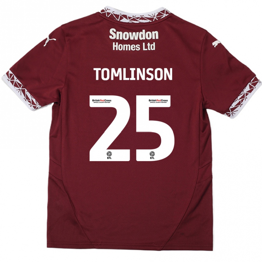 Gyermek Labdarúgás Josh Tomlinson #25 Burgundia Hazai Jersey 2024/25 Mez Póló Ing