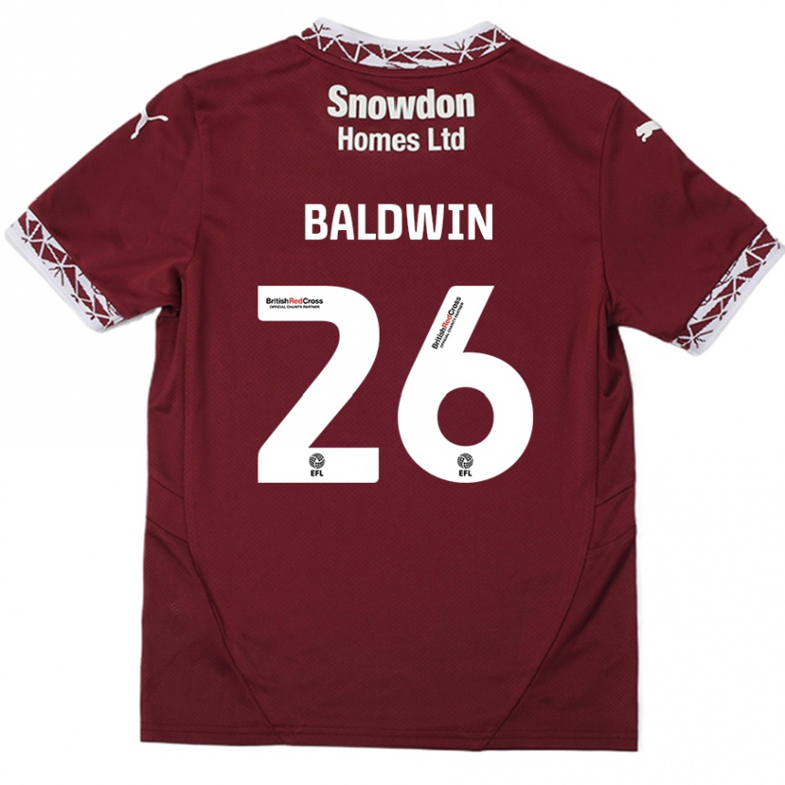 Gyermek Labdarúgás Jack Baldwin #26 Burgundia Hazai Jersey 2024/25 Mez Póló Ing