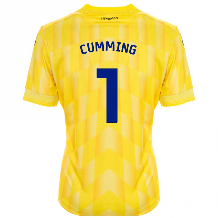 Gyermek Labdarúgás Jamie Cumming #1 Sárga Hazai Jersey 2024/25 Mez Póló Ing