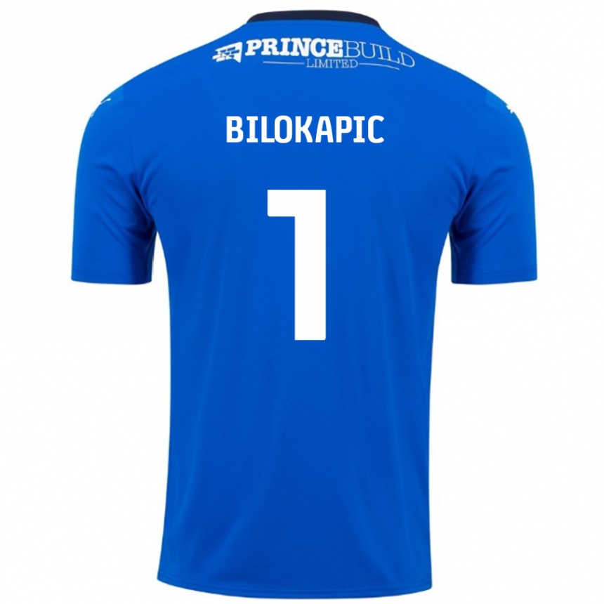 Gyermek Labdarúgás Nicholas Bilokapic #1 Kék Fehér Hazai Jersey 2024/25 Mez Póló Ing