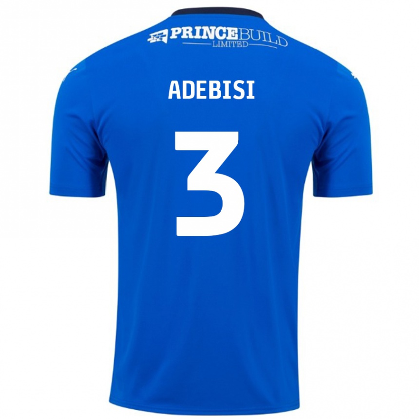 Gyermek Labdarúgás Rio Adebisi #3 Kék Fehér Hazai Jersey 2024/25 Mez Póló Ing