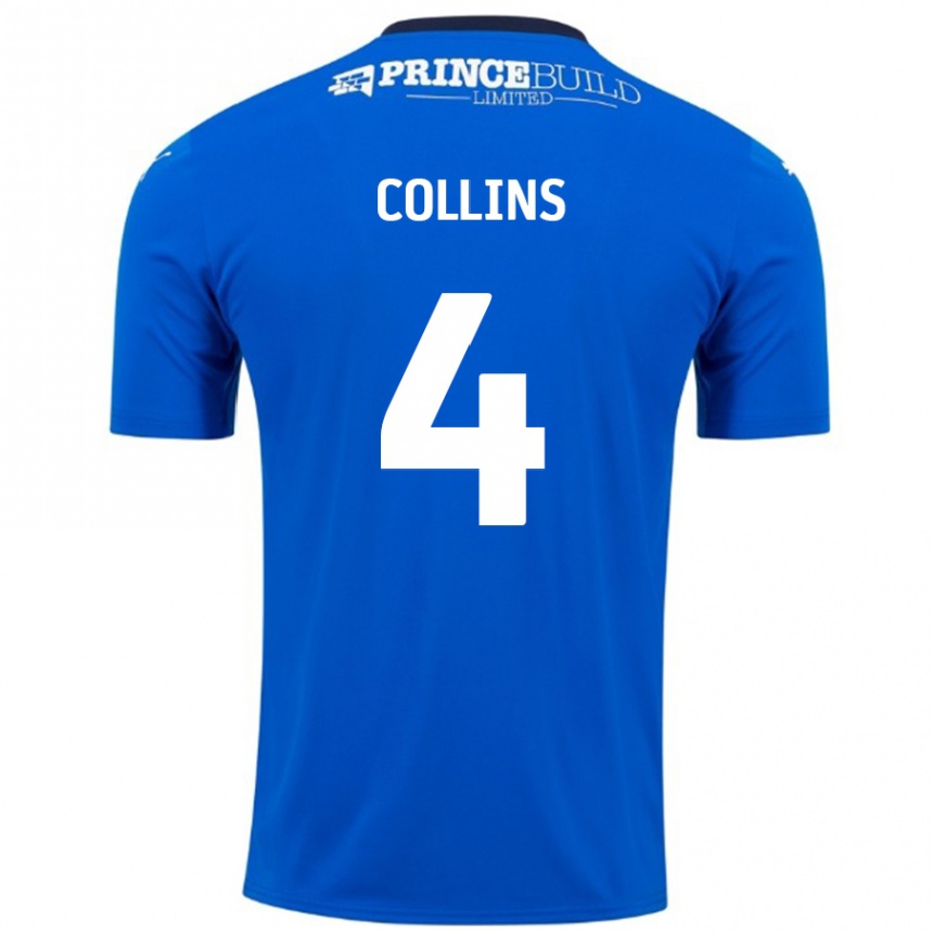 Gyermek Labdarúgás Archie Collins #4 Kék Fehér Hazai Jersey 2024/25 Mez Póló Ing