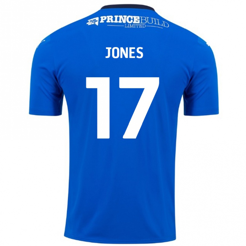 Gyermek Labdarúgás Ricky-Jade Jones #17 Kék Fehér Hazai Jersey 2024/25 Mez Póló Ing