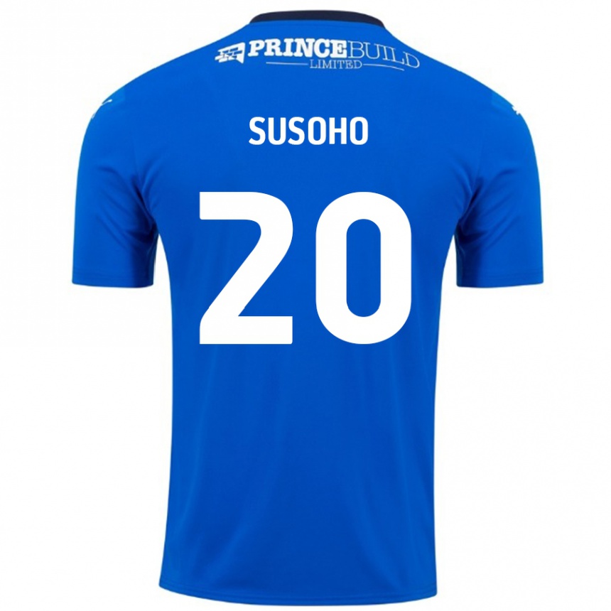 Gyermek Labdarúgás Mahamadou Susoho #20 Kék Fehér Hazai Jersey 2024/25 Mez Póló Ing