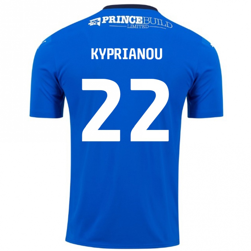 Gyermek Labdarúgás Hector Kyprianou #22 Kék Fehér Hazai Jersey 2024/25 Mez Póló Ing