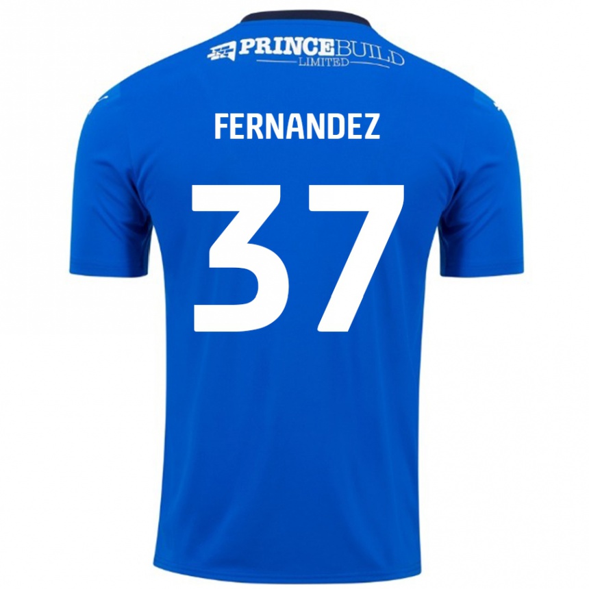 Gyermek Labdarúgás Emmanuel Fernandez #37 Kék Fehér Hazai Jersey 2024/25 Mez Póló Ing