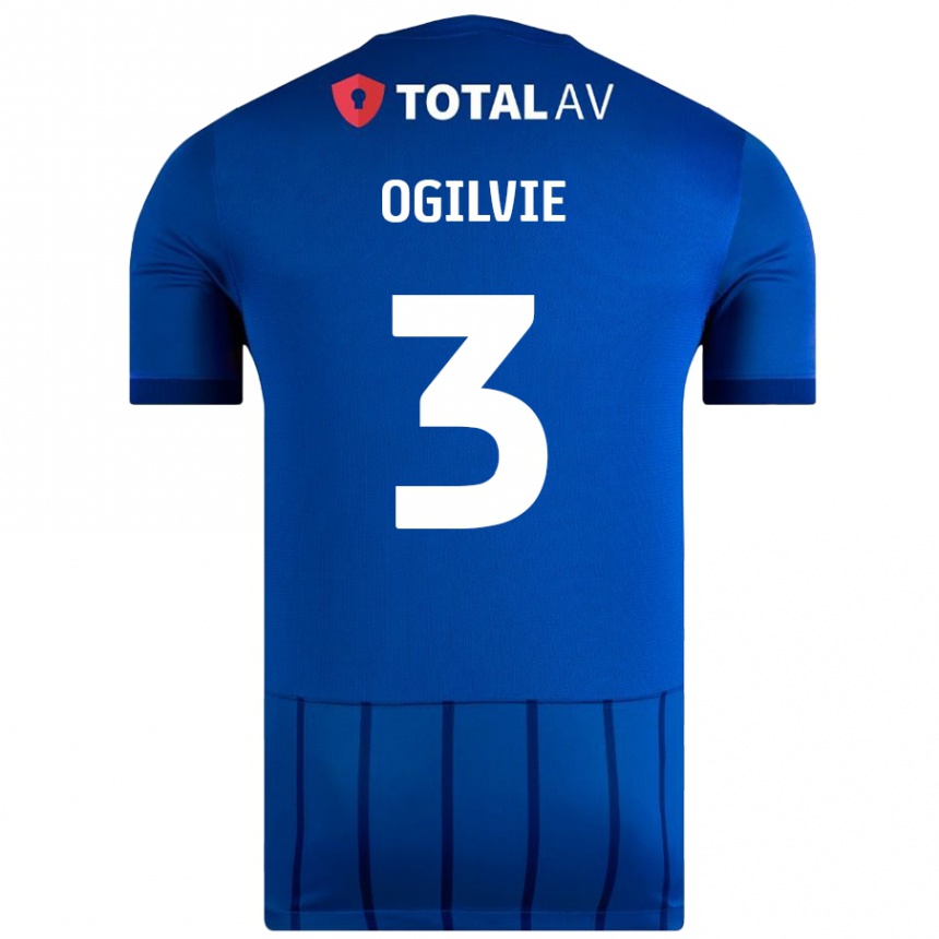 Gyermek Labdarúgás Connor Ogilvie #3 Kék Hazai Jersey 2024/25 Mez Póló Ing