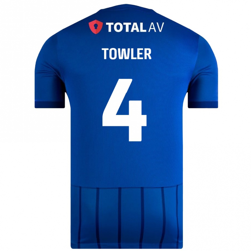 Gyermek Labdarúgás Ryley Towler #4 Kék Hazai Jersey 2024/25 Mez Póló Ing