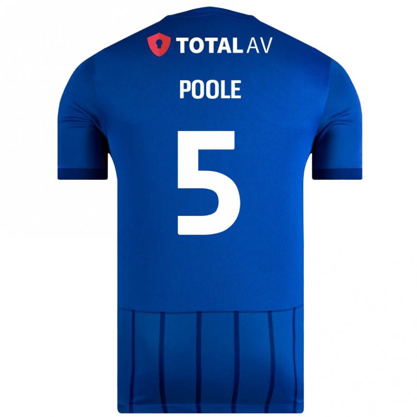 Gyermek Labdarúgás Regan Poole #5 Kék Hazai Jersey 2024/25 Mez Póló Ing