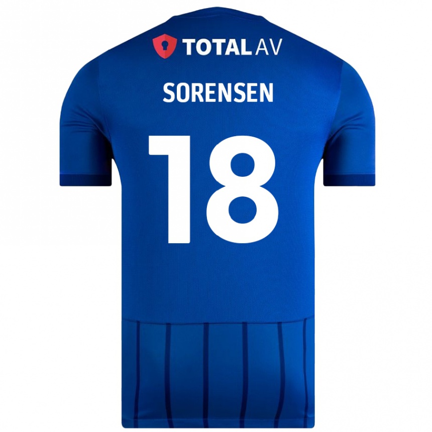 Gyermek Labdarúgás Elias Sørensen #18 Kék Hazai Jersey 2024/25 Mez Póló Ing