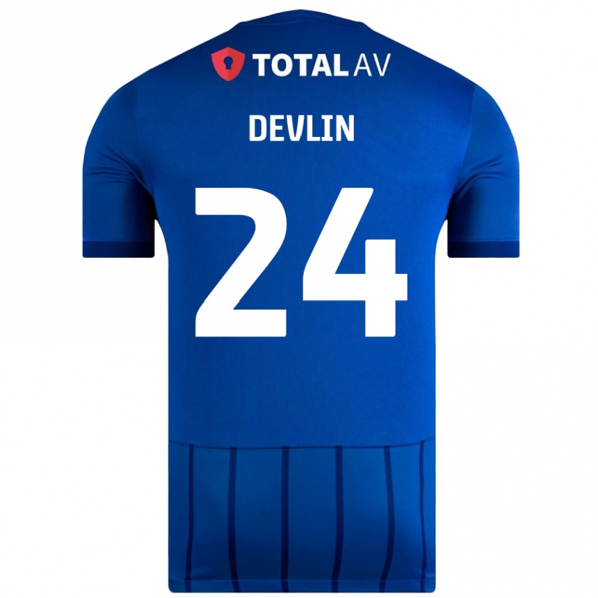 Gyermek Labdarúgás Terry Devlin #24 Kék Hazai Jersey 2024/25 Mez Póló Ing