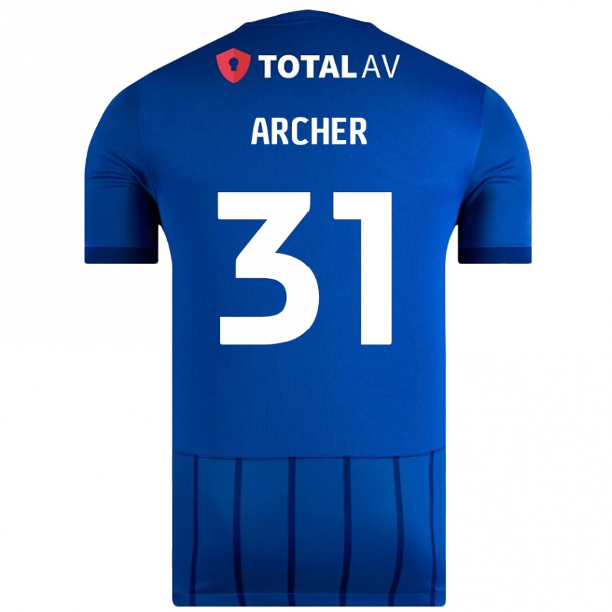 Gyermek Labdarúgás Jordan Archer #31 Kék Hazai Jersey 2024/25 Mez Póló Ing