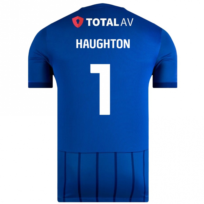 Gyermek Labdarúgás Hannah Haughton #1 Kék Hazai Jersey 2024/25 Mez Póló Ing