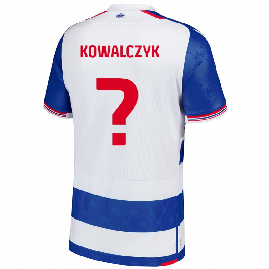 Gyermek Labdarúgás Kacper Kowalczyk #0 Kék Fehér Hazai Jersey 2024/25 Mez Póló Ing