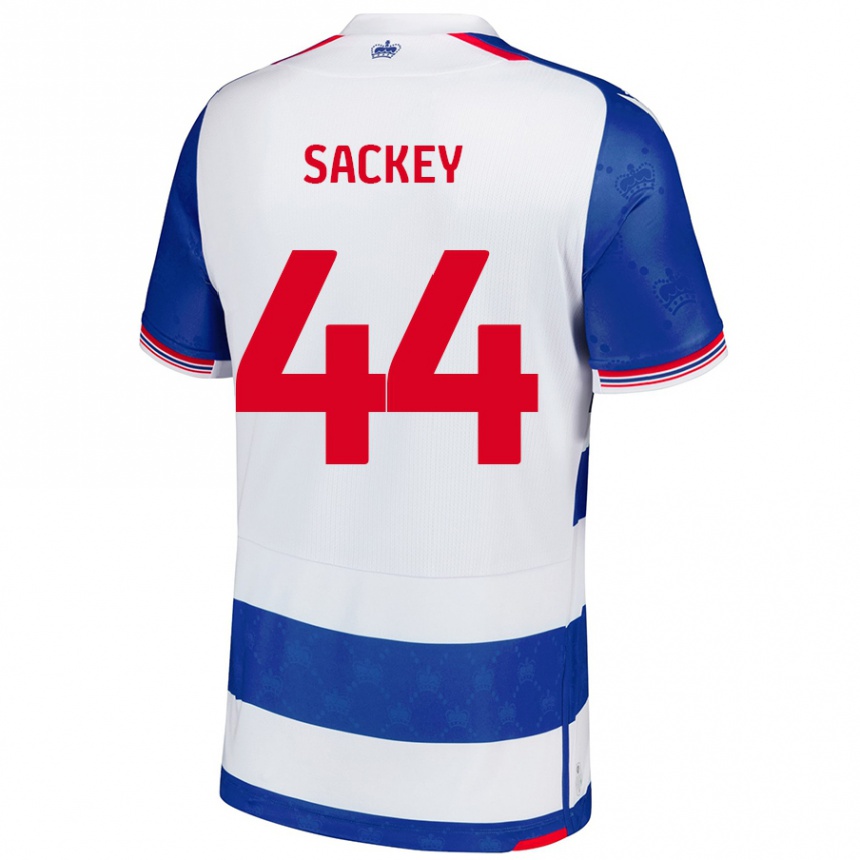 Gyermek Labdarúgás Tyler Sackey #44 Kék Fehér Hazai Jersey 2024/25 Mez Póló Ing