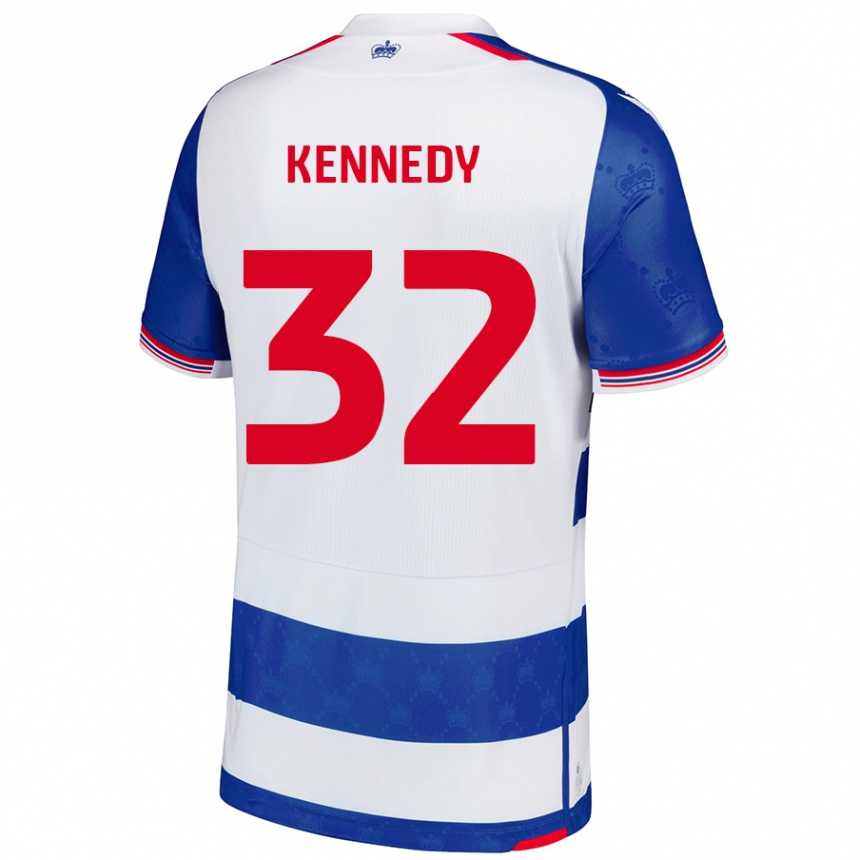 Gyermek Labdarúgás Stevie Kennedy #32 Kék Fehér Hazai Jersey 2024/25 Mez Póló Ing