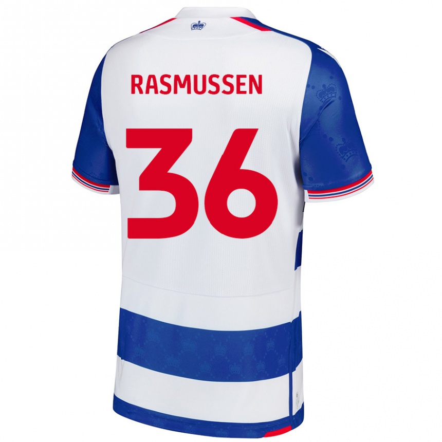 Gyermek Labdarúgás Tash Rasmussen #36 Kék Fehér Hazai Jersey 2024/25 Mez Póló Ing