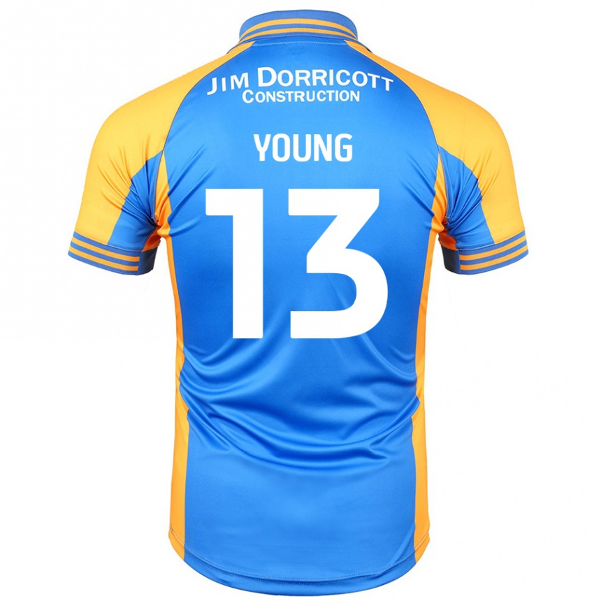 Gyermek Labdarúgás Joe Young #13 Kék Borostyán Hazai Jersey 2024/25 Mez Póló Ing