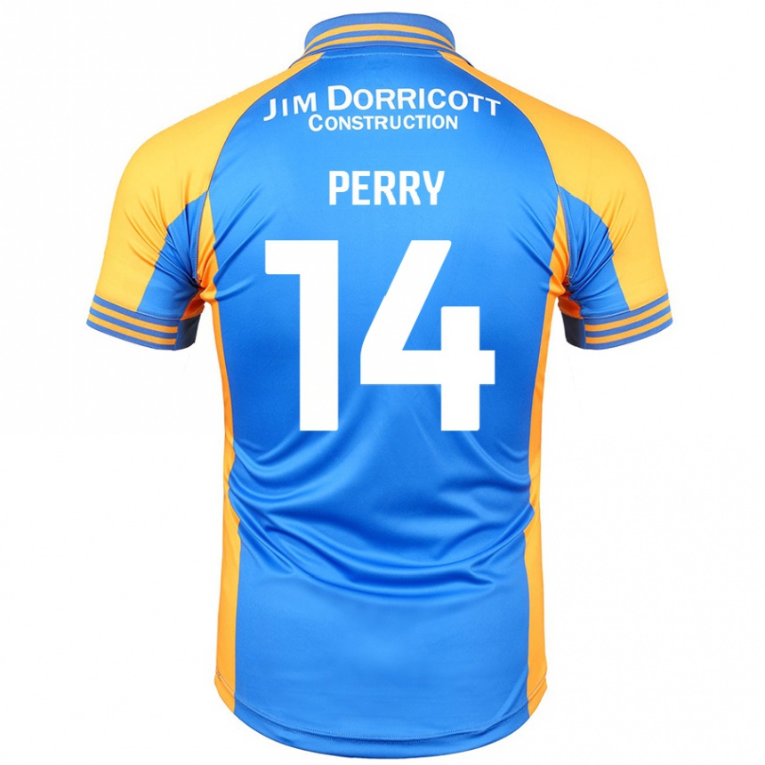 Gyermek Labdarúgás Taylor Perry #14 Kék Borostyán Hazai Jersey 2024/25 Mez Póló Ing