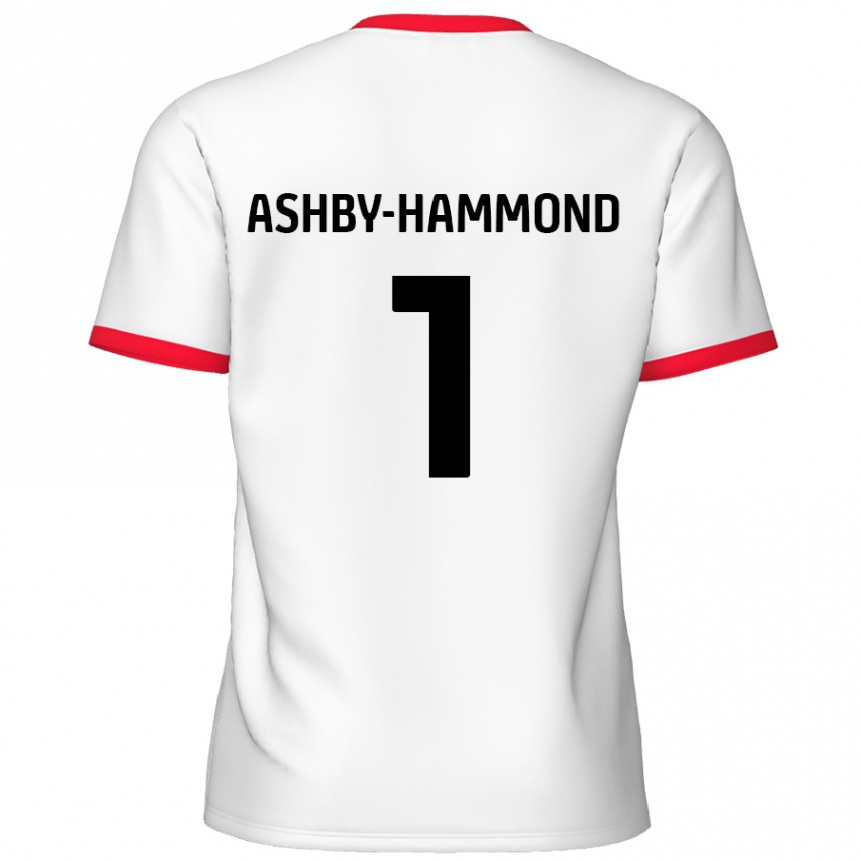 Gyermek Labdarúgás Taye Ashby-Hammond #1 Fehér Piros Hazai Jersey 2024/25 Mez Póló Ing