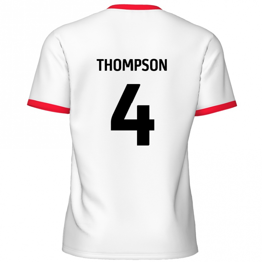 Gyermek Labdarúgás Nathan Thompson #4 Fehér Piros Hazai Jersey 2024/25 Mez Póló Ing