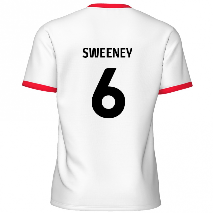 Gyermek Labdarúgás Dan Sweeney #6 Fehér Piros Hazai Jersey 2024/25 Mez Póló Ing