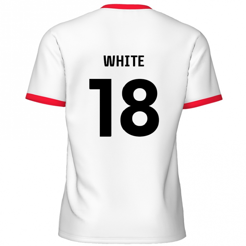 Gyermek Labdarúgás Harvey White #18 Fehér Piros Hazai Jersey 2024/25 Mez Póló Ing