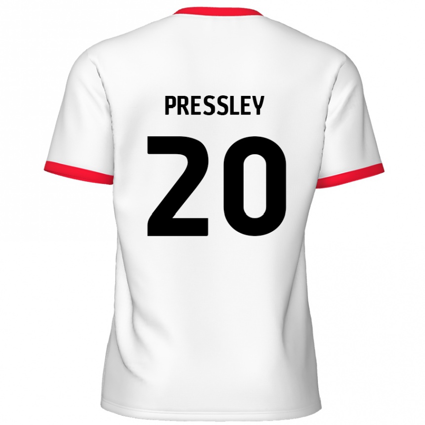 Gyermek Labdarúgás Aaron Pressley #20 Fehér Piros Hazai Jersey 2024/25 Mez Póló Ing