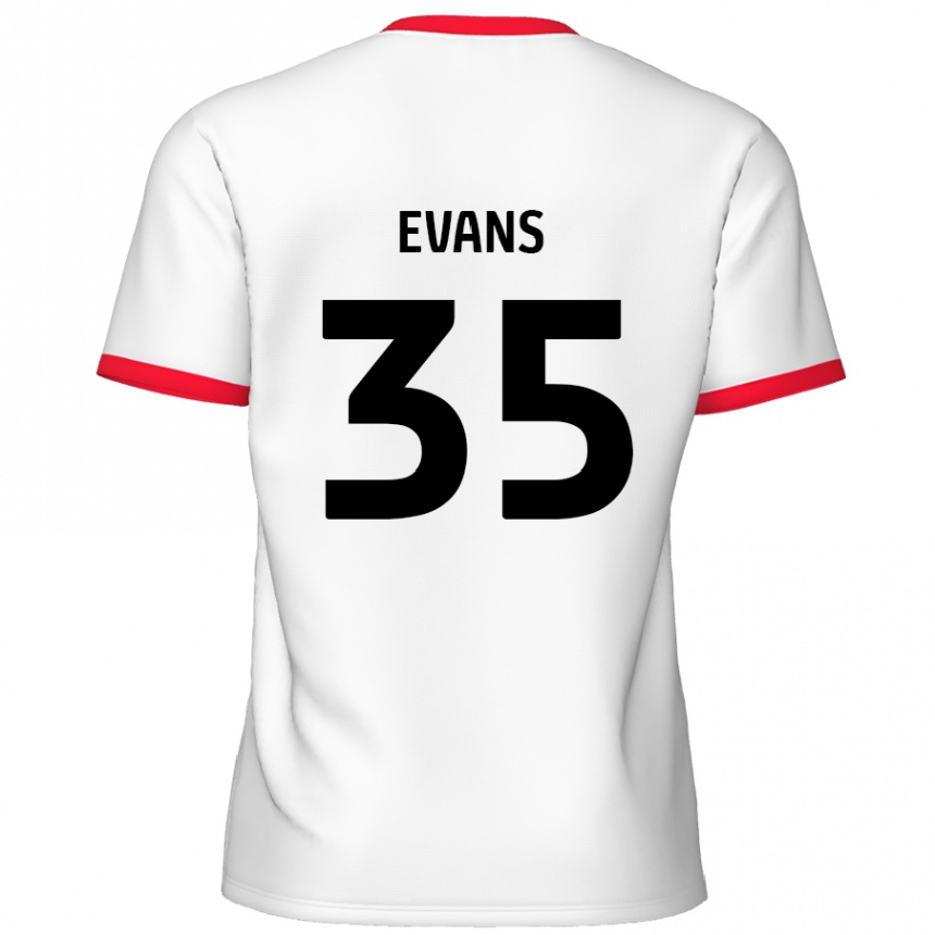 Gyermek Labdarúgás Makise Evans #35 Fehér Piros Hazai Jersey 2024/25 Mez Póló Ing