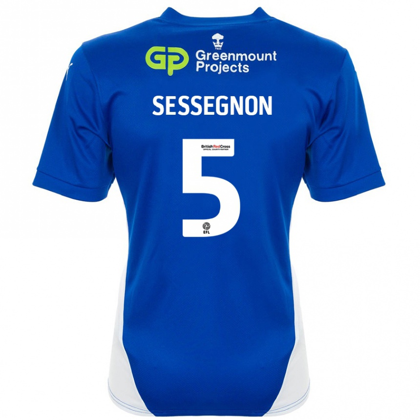 Gyermek Labdarúgás Steven Sessegnon #5 Kék Fehér Hazai Jersey 2024/25 Mez Póló Ing