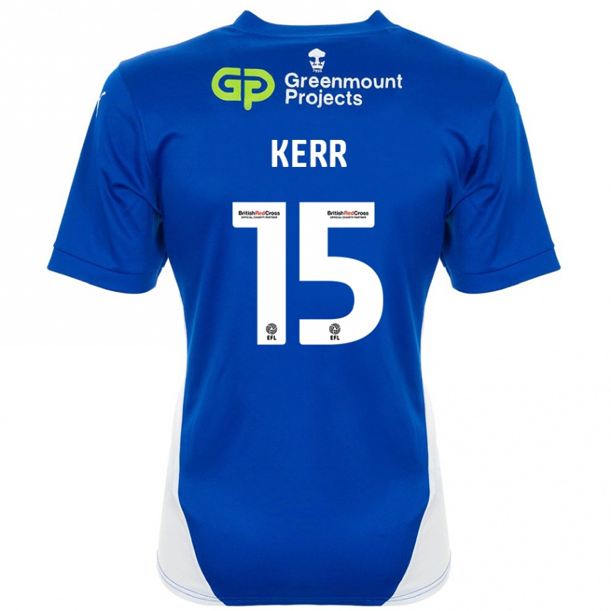 Gyermek Labdarúgás Jason Kerr #15 Kék Fehér Hazai Jersey 2024/25 Mez Póló Ing